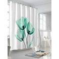 thumbnail image 3 of Fsddascl Green Tulip Shower Curtain Set - 48" x 72" Washable Bathtub Curtain with 12 Hooks, Modern Elegant Farmhouse Botanical Floral Waterproof Fabric Stall Shower Curtains for Bathroom/Bathtub, 3 of 6