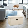 thumbnail image 3 of Reposapiés plegable con almacenamiento perfecl otomano acolchado beige, 3 of 8