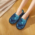 thumbnail image 4 of Slippers for Women, shiny star navyblue wave Womens Slippers Fuzzy Winter House Shoes, Soft Anti-Skid Slippers Indoor and Outdoor, 4 of 7