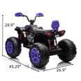 thumbnail image 5 of 24 Volt Kids ATV Ride-On, Electric Dual 4 Wheeler with Leather 2-Seater, Ride on Toys for Big Kids with LED Lights, Music, High Low Speed, Purple, 5 of 6