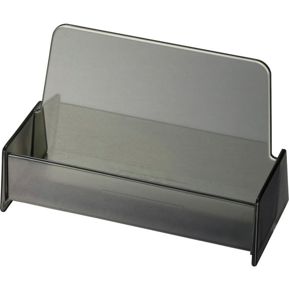 Officemate Broad Base Business Card Holders - 1.9" x 3.9" x 2.4" x - Plastic - 1 Each - Smoke | Bundle of 5