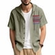 thumbnail image 2 of Camisa de Manga Corta de los Hombres con Capucha de Cárdigan Impresa con Botón con Bolsillos Top Casual para Primavera Verano, 2 of 9