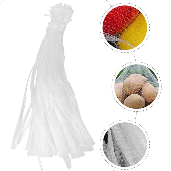 Homoyoyo Set of 50 Reusable Mesh Produce Bags for Fruits and Vegetables, Breathable PE Material, Foldable, White, Storage