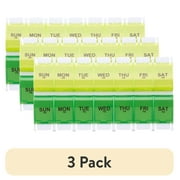 (3 pack) Equate AM/PM Weekly Pill Planner, Large Capacity Easy Open Pill Case