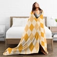 thumbnail image 5 of Argyle Pattern Orange Throw Blanket,Super Soft Anti-Pilling Flannel Bed Blankets, 50"x40", 5 of 8