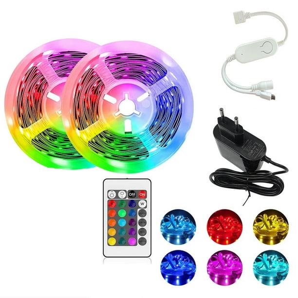 Tira de luces de música Wifi 32,8 pies 10 m con control remoto IR Kit de tira de luz RGB que cambia de color flexible para el hogar, dormitorio, cocina, decoración de bricolaje