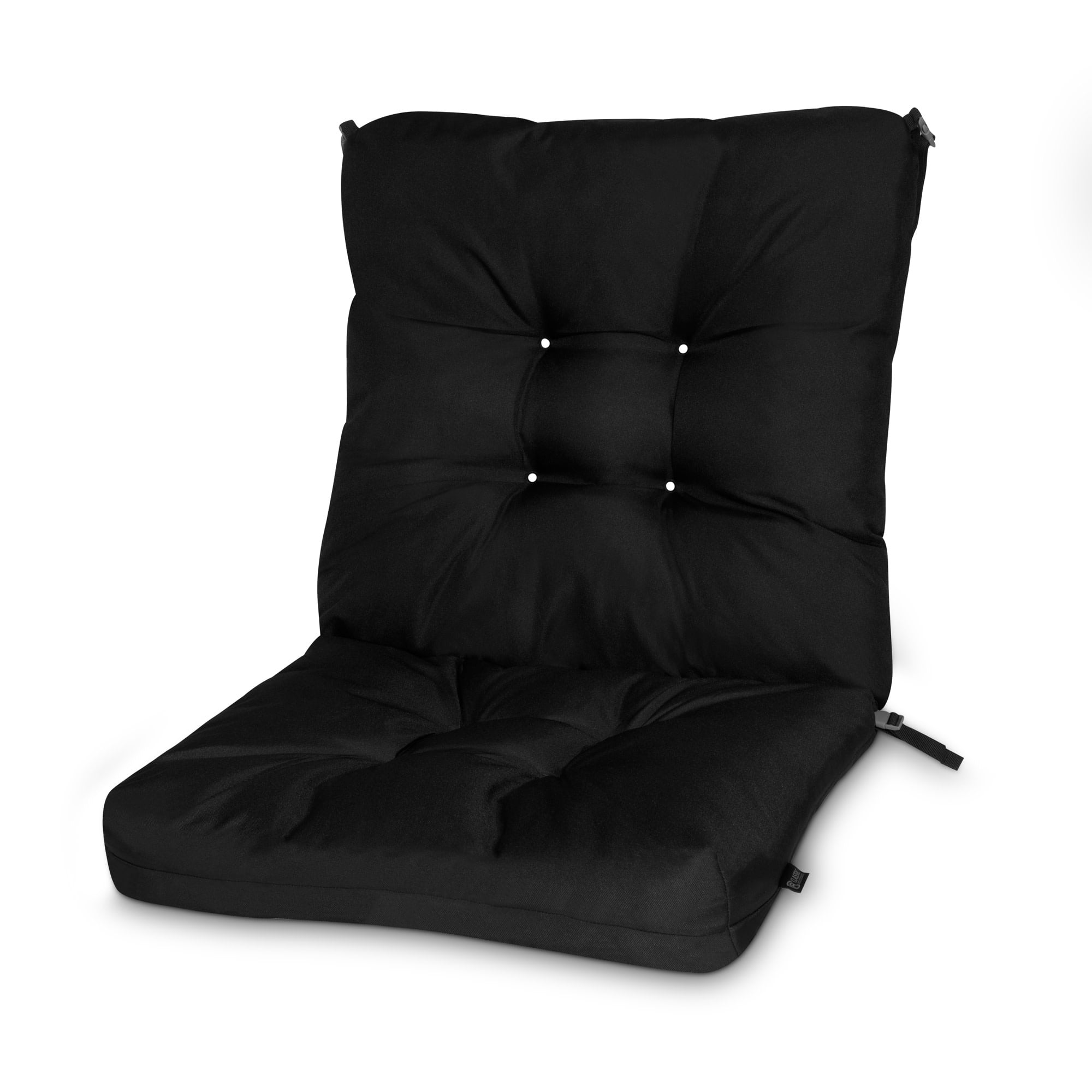 Patio Chair Cushion, Black, Solid, 21”W x 19”D (seat) x 22.5”H (back)