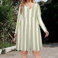 thumbnail image 2 of Aesthetic Green Beige And White Vertical Long Sleeve Dresses For Women Vintage Elegant Party Dress Oversized V-neck Dress S-8XL, 2 of 7