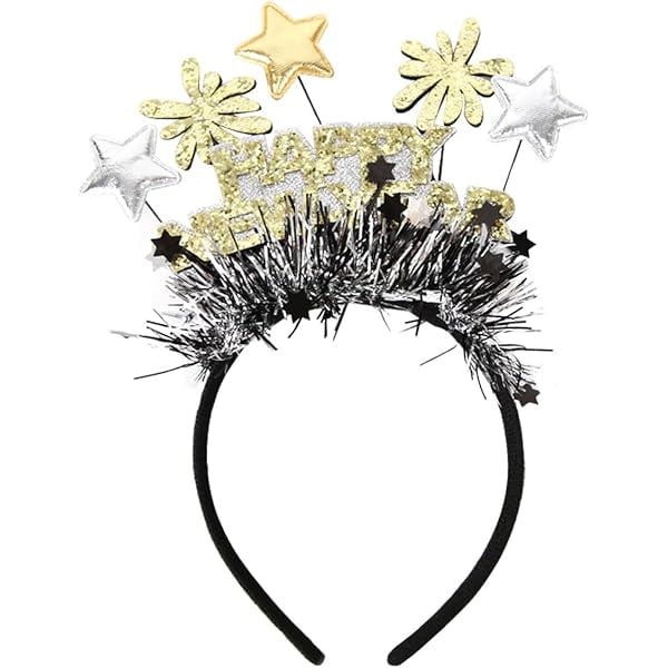 wonima11 New Years Headband - Glitter Happy New Year Headband for Women New Year Hairbands Accessories Year's Eve Party Decorations