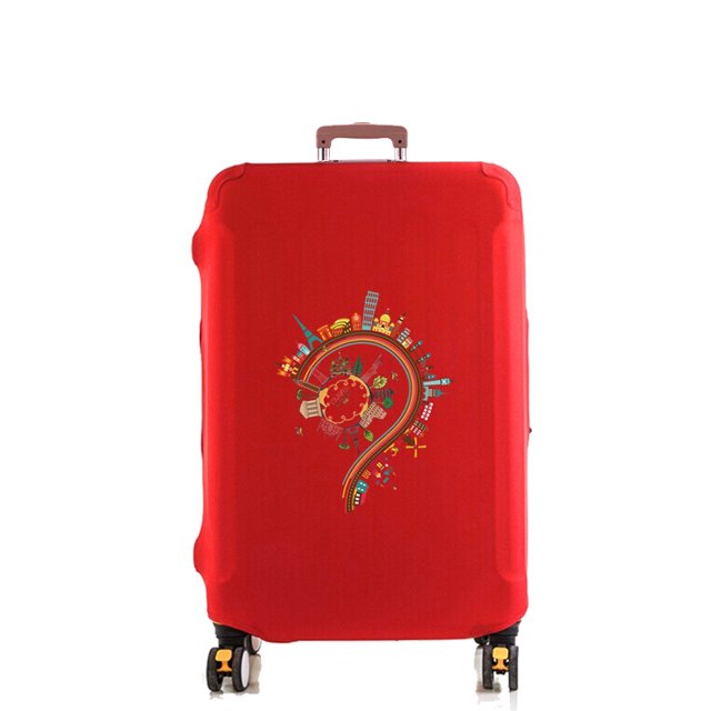 Luggage Cover Suitcase Protector Interesting Pattern Thicker Elastic Dust Covered for 18-32 Inch Trolley Case Travel Accessories red S
