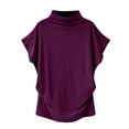 thumbnail image 1 of Blouse Décontractée en Coton à Manches Courtes Col Roulé pour Femmes, T-shirt Grande Taille, 1 of 5