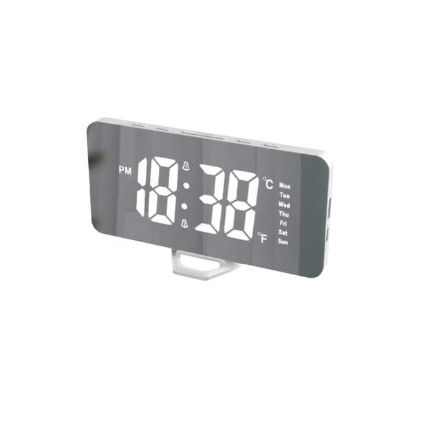 Reloj de Alarma Digital Reloj Electrónico Digital Pantalla Led Reloj Electrónico Estéreo Pantalla Digital Snooze Reloj de Alarma 12/24H Pantalla de Temperatura de Conmutación Versión Enchufe Reloj de