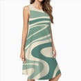 thumbnail image 2 of Abstract Teal Wavy Design Casual Sleeveless Loose Sundress Dress For Women Summer Dress Daily Woman, 2 of 4