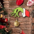 thumbnail image 1 of Adorno colgante de mano del Grinch, adorno navideño para puerta con agujero para colgar, ideal como decoración navideña de madera., 1 of 6
