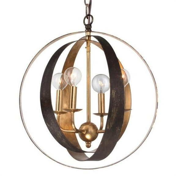 Four Light Sphere Chandelier in Classic Style 16 inches Wide By 18 inches High-English Bronze/Antique Gold Finish Bailey Street Home 49-Bel-1677275