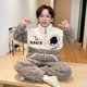 thumbnail image 1 of Pijamas gruesos de franela con forro polar para niños, Interior de forro polar grueso de terciopelo Coral para invierno, estilo con cremallera para uso doméstico, 1 of 5