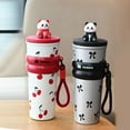 thumbnail image 4 of Durable Car Cup With Lifting Rope for Student 700ML 316 Stainless Steel Cartoon Panda Thermos Cup Direct Drinking Cup Thermal Water Bottle Children Vacuum Cup BLACK, 4 of 8