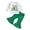Green, variant on Toddler Kids Girls 2 Piece Outfits SetsSt. Day Outfit Ribbed Long Sleeve Hoodie With Letter Print And Flared Pants Two Piece Fall Tracksuit 12-18 Months