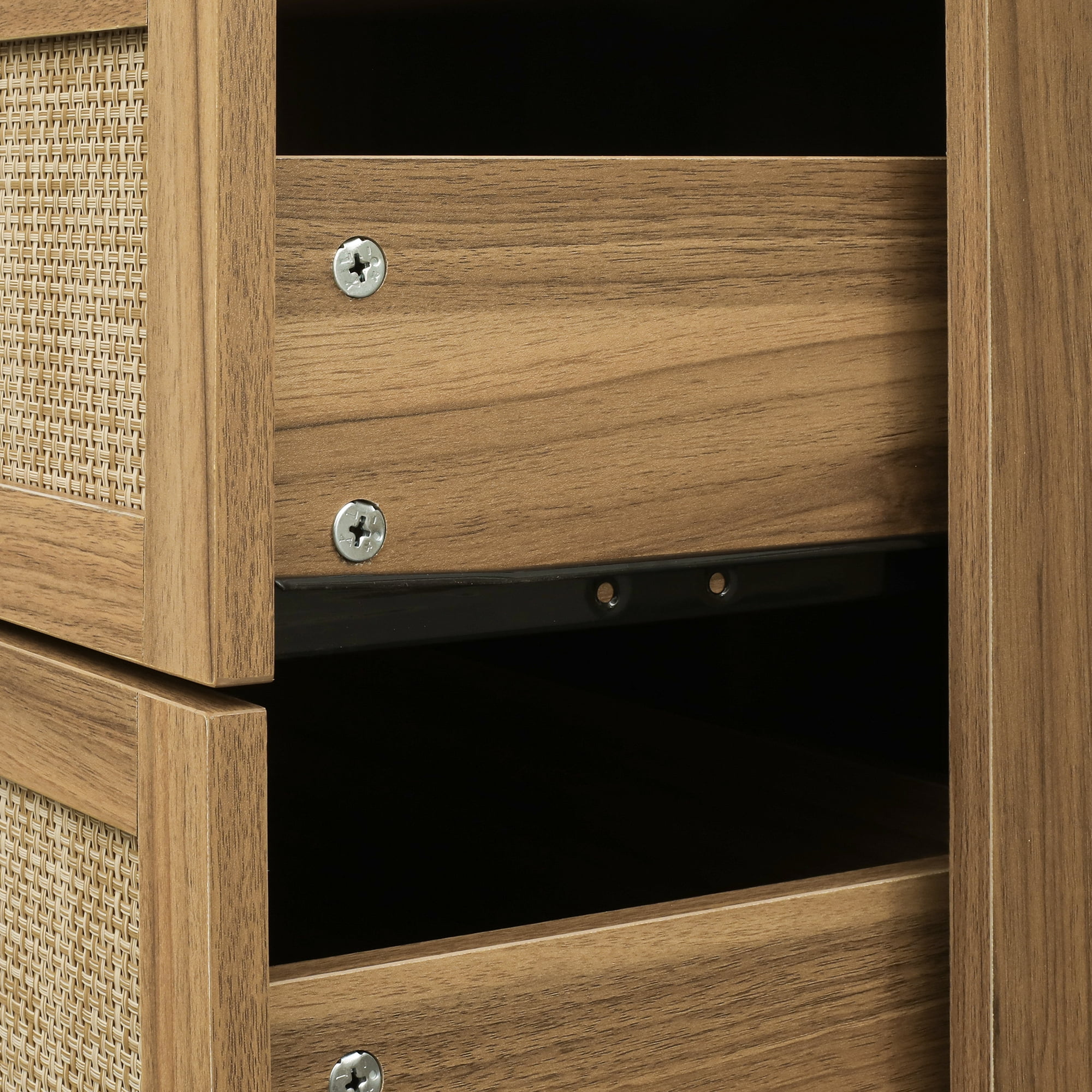 Kadyn Chest of Drawers, Rattan Nursery Dresser for Bedroom, Sideboard Buffet Cabinet with 6 Drawer, Walnut Kadyn Chest of Drawers, Rattan Nursery Dresser for Bedroom, Sideboard Buffet Cabinet with 6 Drawer, Walnut