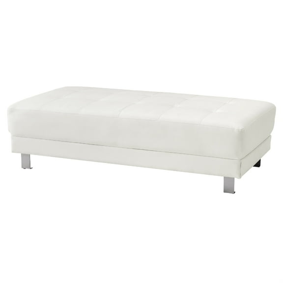 Passion Furniture Riveredge White Faux Leather Upholstered Ottoman