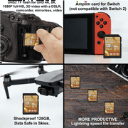 Amplim 128GB UHS-II V90 SDXC SD Card Blazing Fast 300MB/s (2000X) UHSII U3 Extreme High Speed 128 GB SD XC Memory Card for 4K 8K UHD Video Camera Camcorder. 128G TF Flash Storage