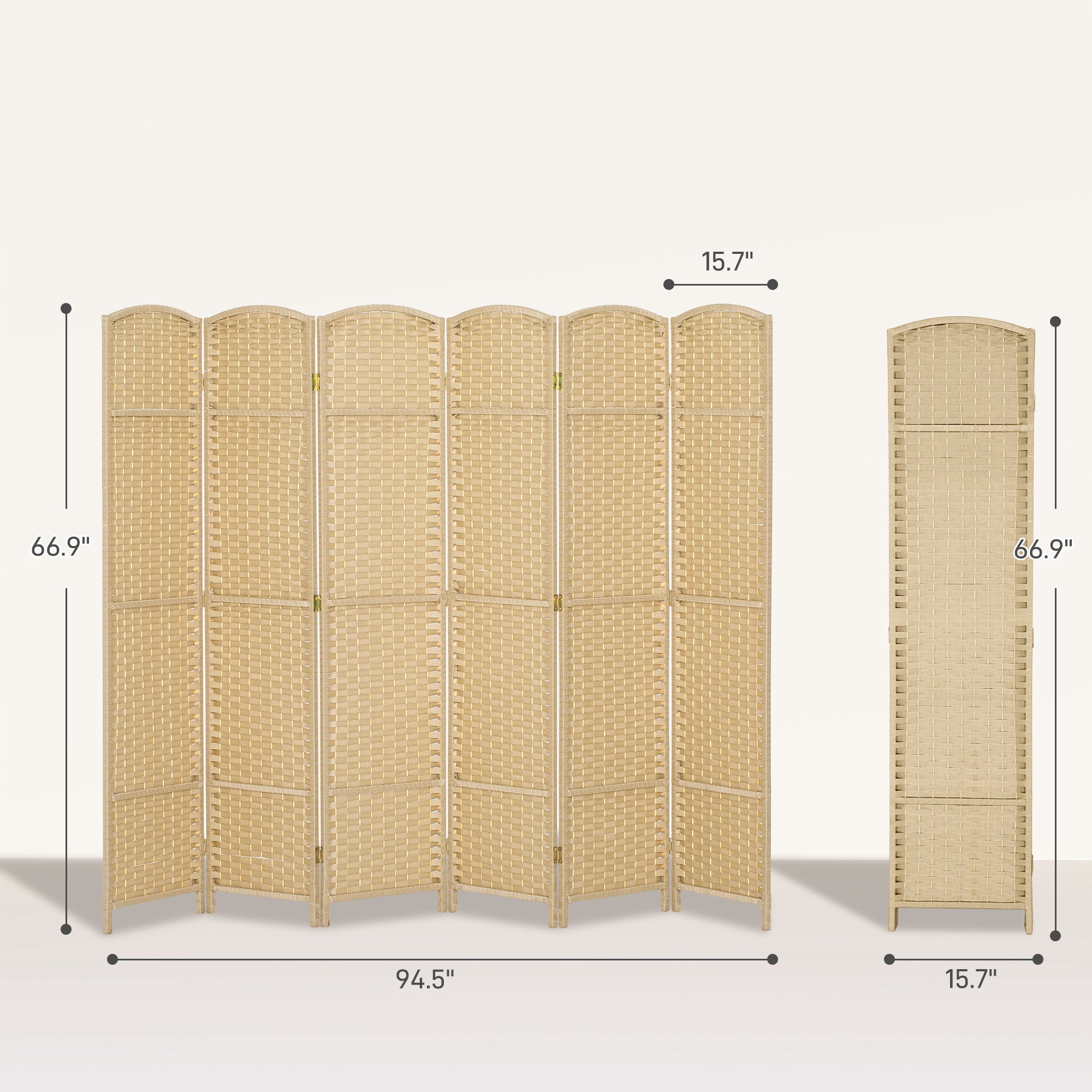 HOMCOM 6 Panel Room Divider Freestanding Folding Privacy Screen, Beige