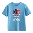 thumbnail image 5 of Amidoa Girls Short Sleeve Graphic Summer Independence Day Crewneck T Shirts Kids Casual Tops Blue Size 3T, 5 of 5