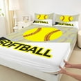 thumbnail image 4 of Feelyou Cartoon Softball Sports Twin Sheet Sets, Est Sleep Repeat Twin Fitted Sheet, Teens Kids Girls Teens Flat Sheet, Lightweight Room Decor, 3pcs, 4 of 8