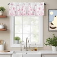 thumbnail image 2 of Pink Spring Floral Kitchen Curtain Valances for Windows Farmhouse Short Curtains, Summer Botanical Watercolor Vintage Rod Pocket Valance Curtain for Bedroom Cafe Living Room 42"x12", 2 of 8