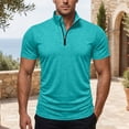 thumbnail image 2 of Dresfit Mens Polo Shirts Zipper Short Sleeve Quarter Zip T Shirts 2026 Summer Stand Collar Cotton Loose Tennis Tops Relaxed Fit Lightweight Business Tees Sky Blue 2XL, 2 of 7