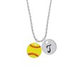 thumbnail image 2 of Delight Jewelry 3/4'' Enamel Softball Silvertone Script Initial Disc - T - Charm Necklace, 20"+3", 2 of 4