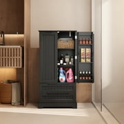 Pantry Cabinet Lofka 47 Kitchen Pantry Storage Cabinet with 2 Drawers, 8 Shelves and 2 Doors, Black