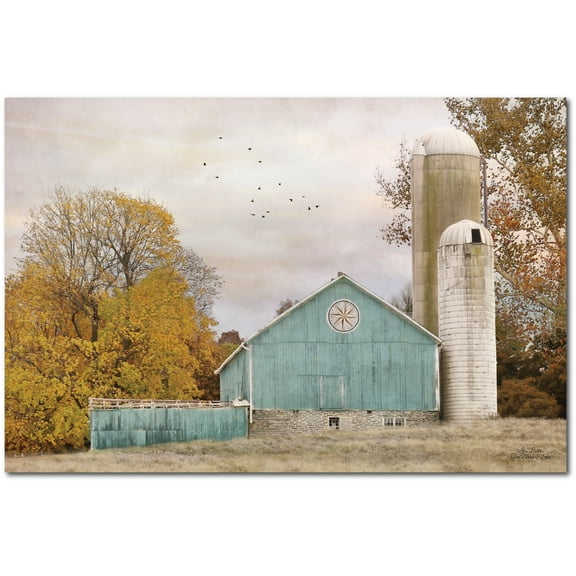 Courtside Market Teal Barn and Silo Gallery-Wrapped Canvas Wall Art, 24x36