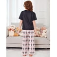 thumbnail image 5 of Oudiya Girls 3 Piece Pajama Set Short Sleeve Sleepwear Summer Cute Pjs Outfits with Hidden Pockets for Kids 4-13Y, 5 of 7