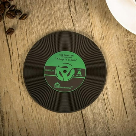 

Set of 6 Vinyl Coasters for Drinks Music Coasters with Vinyl Record Player Holder Retro Record Disk Coaster Mug Pad Mat Creative