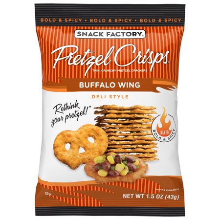 Cheddar Pretzel - Snack Factory Pretzel Crisps Buffalo Wing, 1.5 Oz, 24 Ct