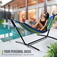 thumbnail image 4 of Sorbus Double Hammock w/ Steel Stand, Carry Case, 6 Tension Levels, 450 lb Capacity, Indoor/Outdoor Blue/Green, 4 of 7
