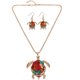 thumbnail image 1 of Turtle Pendant Necklace Neck Chain with Dangling Earrings Set for Jewelry Decoration (Gold), 1 of 3