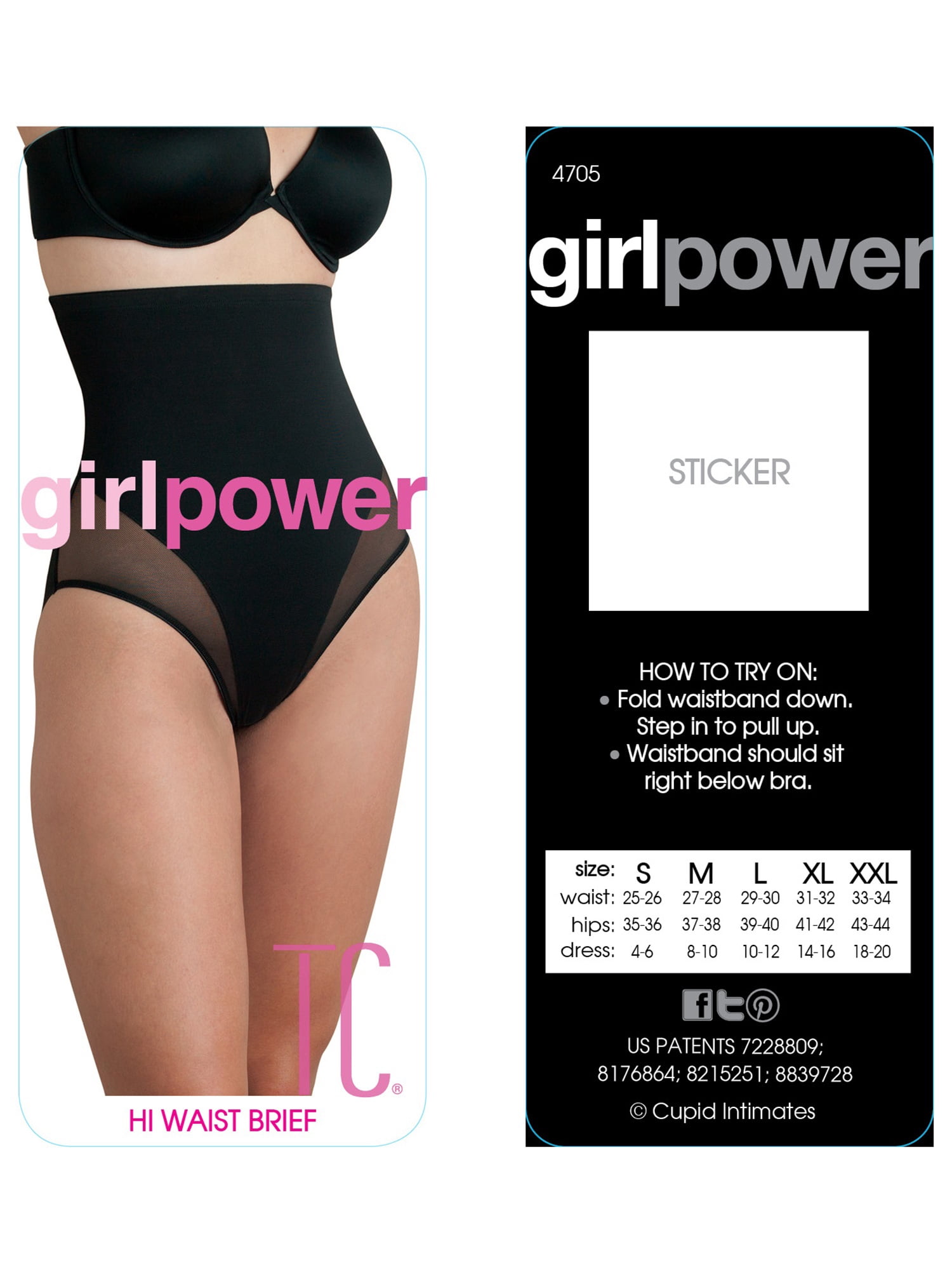 Girl Power by TC Intimates Women's Moderate Control Sheer Shaping High Waist Brief Shapewear