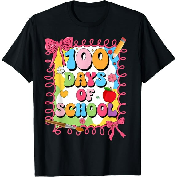 100 Days of School Coquette Bow 100th Day of School T-Shirt Shirts
