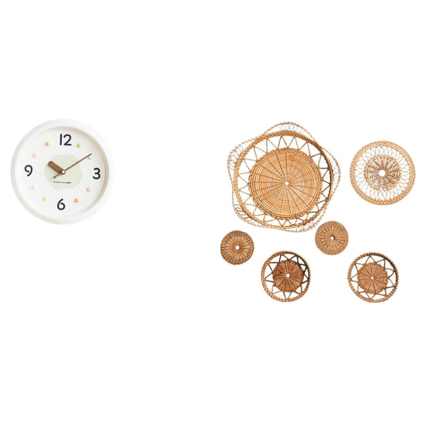 Reloj de pared,Reloj de pared decorativo,moderno y elegante.,Reloj de pared redondo silencioso y sin tictac,regalo,Manualidades de pared,Decoración para colgar en la pared,ratán artesanal