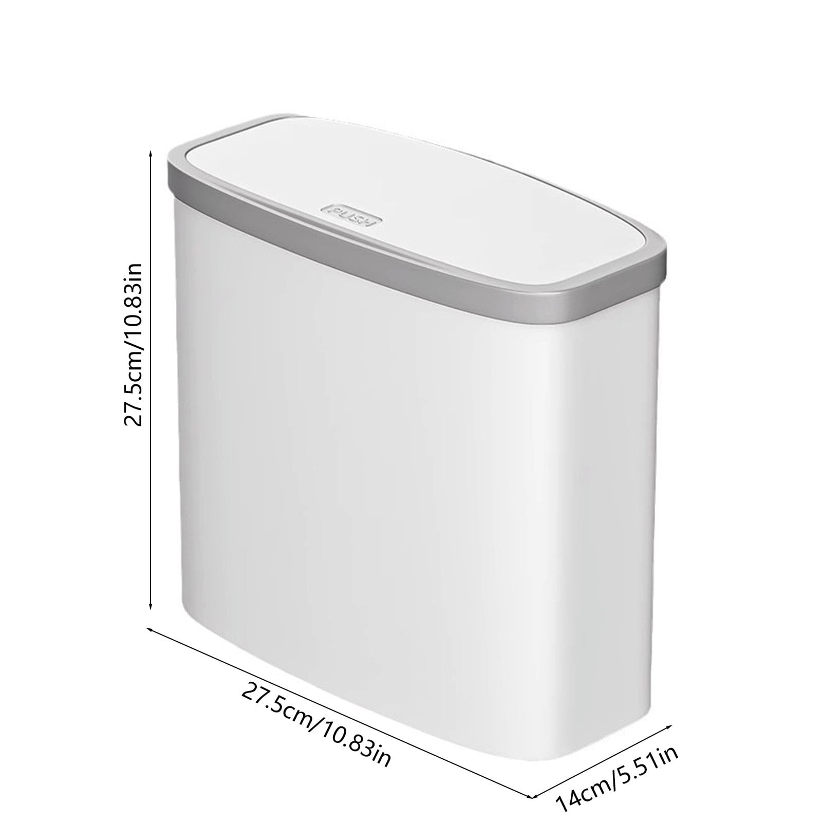 Kuroiy Bathroom Trash Can with Press-Popup Lid | White Plastic Wastebasket | Odor-Locking Close Seal | Reinforced Thickened Barrel | Inner Bag Ring | 27.5x27.5x14cm | 1 Bin