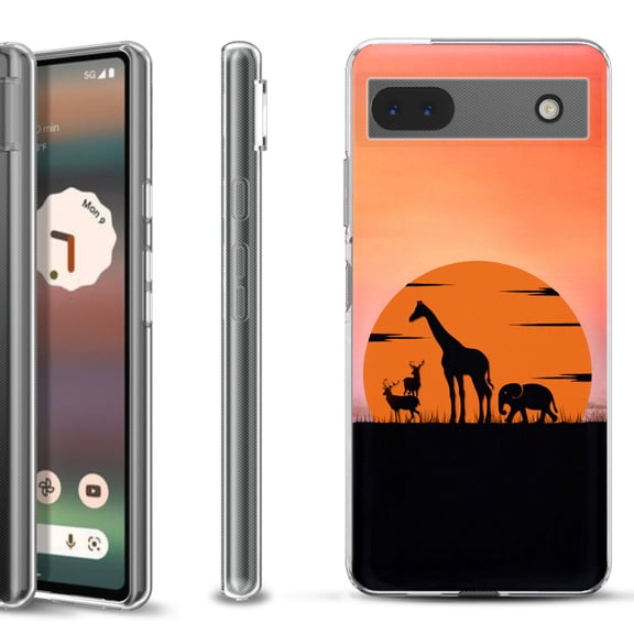 Slim-Fit Gel TPU Phone Case for Google Pixel 6a, by OneToughShield ® - Sunset Safari