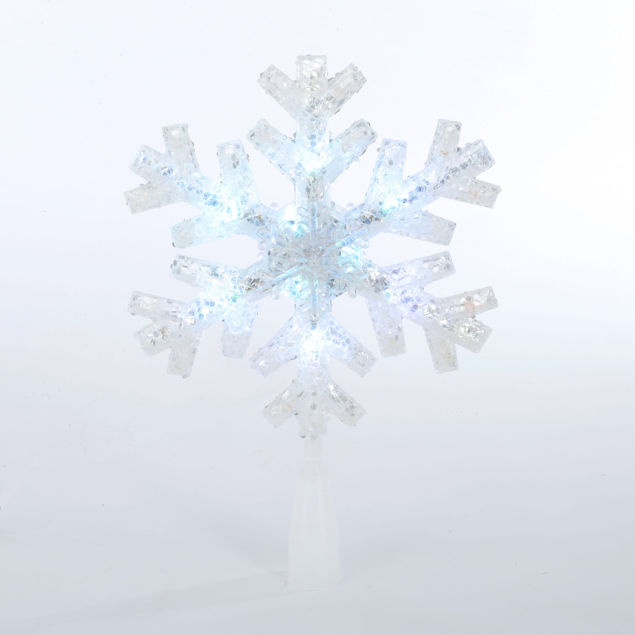 Holiday Time LED Color-Changing Christmas Tree Topper, White Snowflake, 11.75"