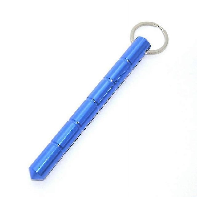 ZHAOCHENG llaveros de metal de autodefensa, llavero de aluminio, cadena roma de seguridad para punta de presión, tácticas de armas antilobo, azul