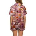 thumbnail image 4 of WTOBBY Ladies' Halloween Printed Pajama Set Loose Fit Casual Short Sleeve Top & Elastic Waist Shorts Two-Piece Sleepwear Comfortable Loungewear Home Outfit,Purple Pink 2XL, 4 of 6