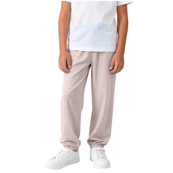 Gytharion 3Y-16Y Boys Sweatpants Summer Casual Soft Breathable Cuffed Sweatpants Elastic Waist Solid Color Loose Sweatpants