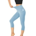 thumbnail image 5 of BLVB High Waisted Yoga Pants for Women with Pockets Capri Leggings for Women Stretch Workout Cropped Tights for Women, 5 of 6