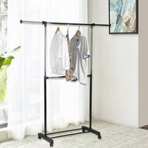 Mainstays Adjustable 2-Tier Rolling Garment Rack, Adjustable Design