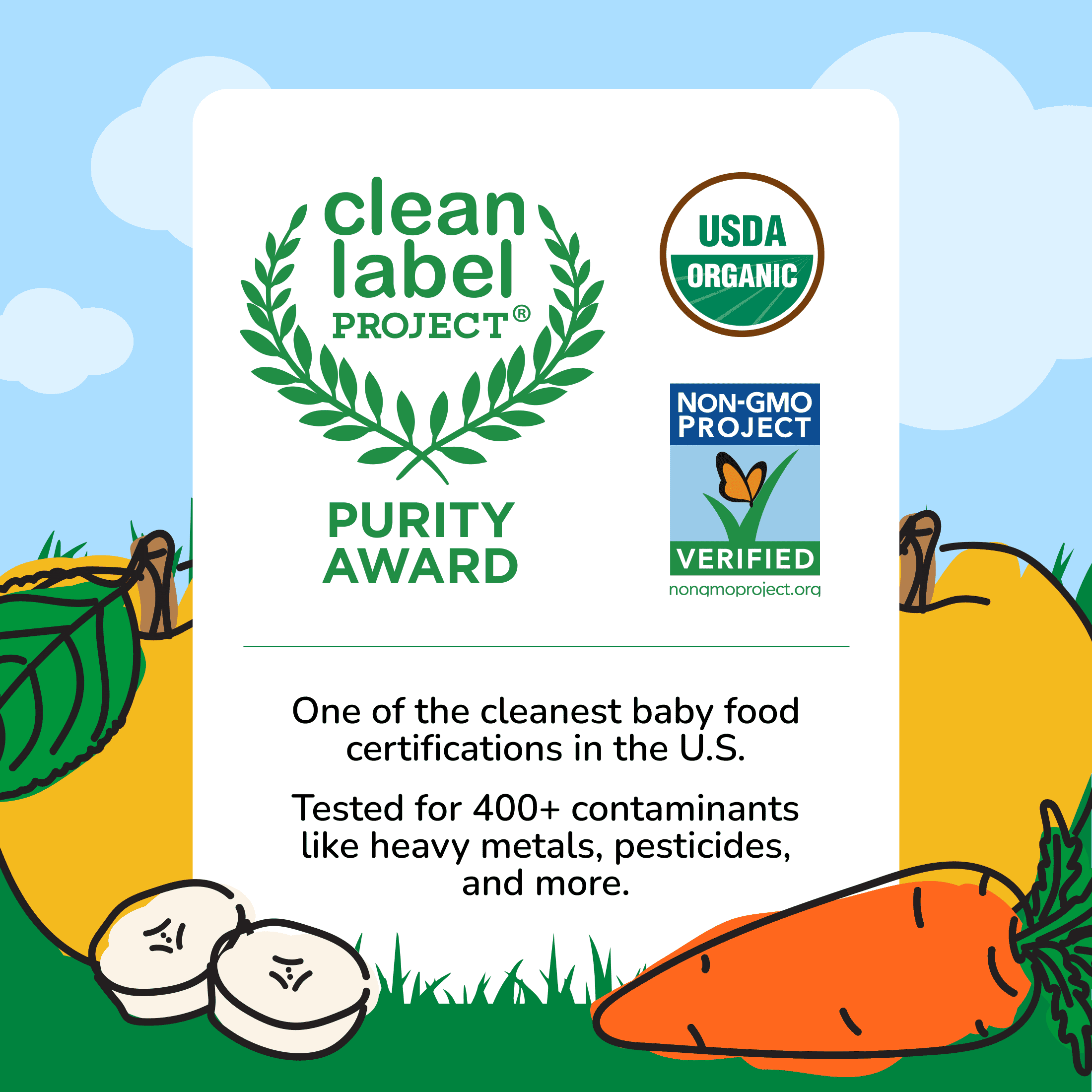 Little Brainiac Organic Fruit & Veggie Baby Food Pouch with Omega-3s, Apple Carrot Banana, 3.5oz, 6ct